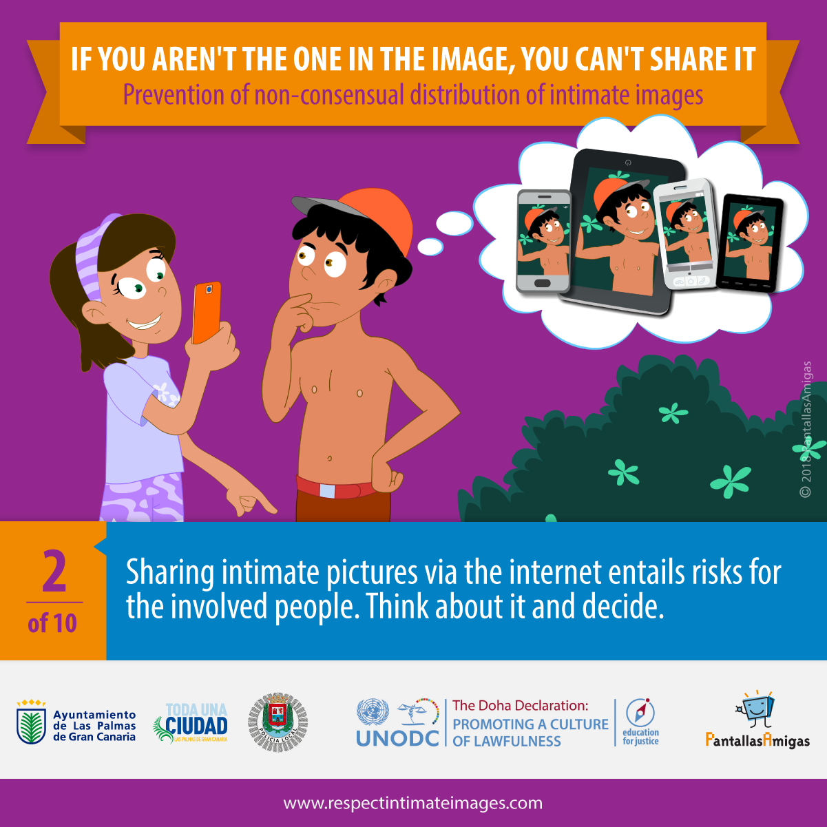 Sharing intimate pictures via the internet entails risks for the involved people. Think about it and decide.