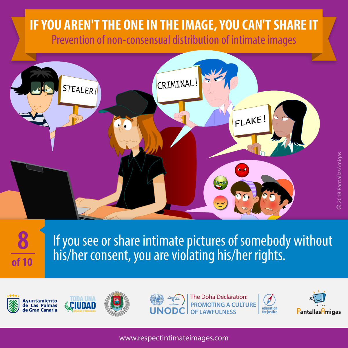 If you see or share intimate pictures of somebody without his/her consent, you are violating his/her rights.